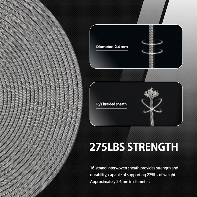 Abma Cord 2.4mm Paracord 275 100ft Nylon Rope 4 Strands Tactical Parachute Cord - Image 4