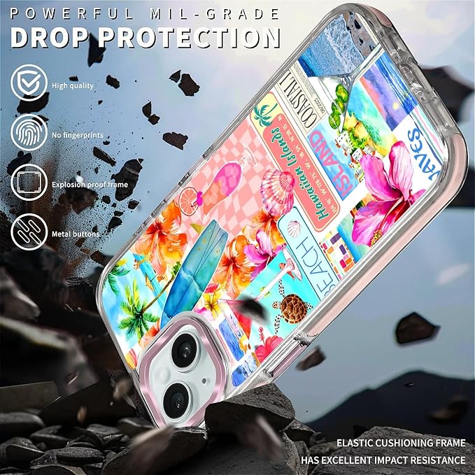 Case for iPhone 13/14, Coastal Beach Cover Coquette Collage Phone Case - Image 5