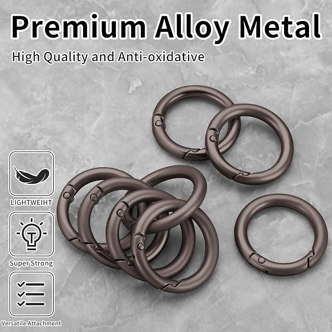 Gkeygo Key Ring Clip, 1 Inch Keychain Rings, 8 Pack Round Carabiner Clip - Image 2