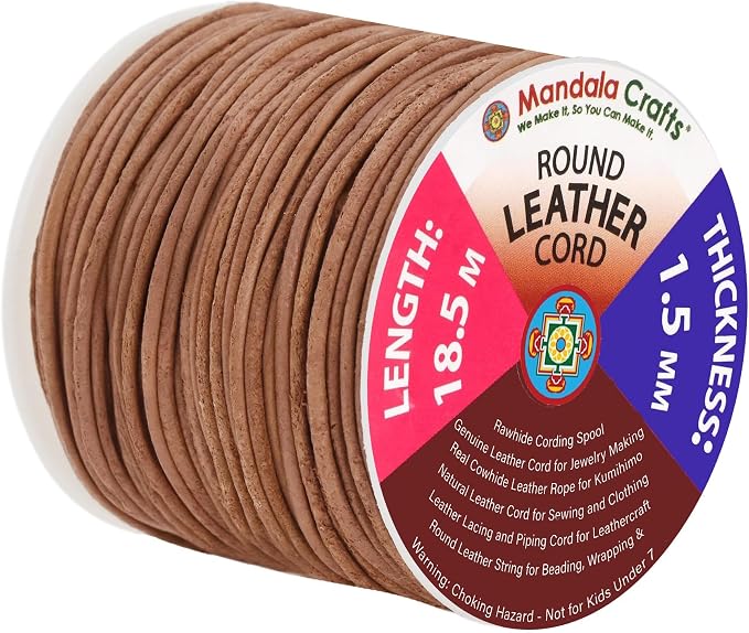 Mandala Crafts Round Genuine Rust Leather Cord by MandalaCrafts