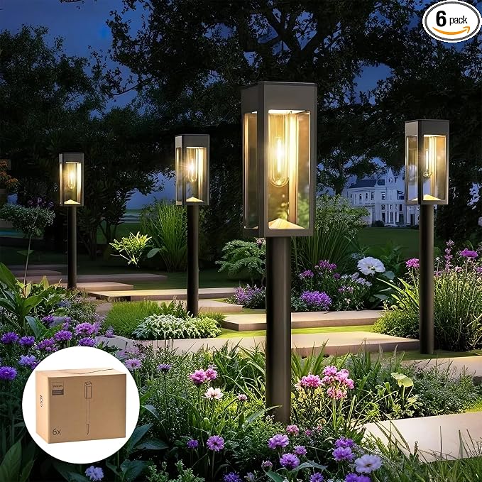 Philips 6 Packs Solar Pathway Lights Outdoor, Glass Metal Led Garden Landscape by PhilipsLightingLED