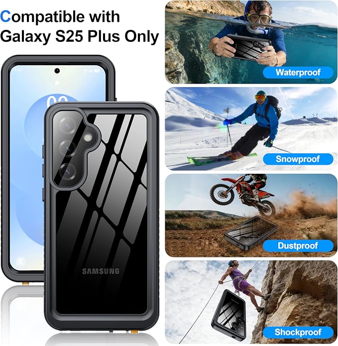 ANTSHARE IP68 Waterproof Case for Samsung Galaxy S25 Plus, Built-in Screen/Lens - Image 7