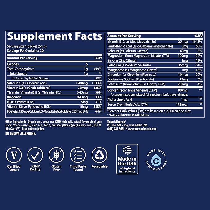 Trace Minerals | Power Pak Electrolyte Powder Packets | 1200 mg Vitamin C - Image 6