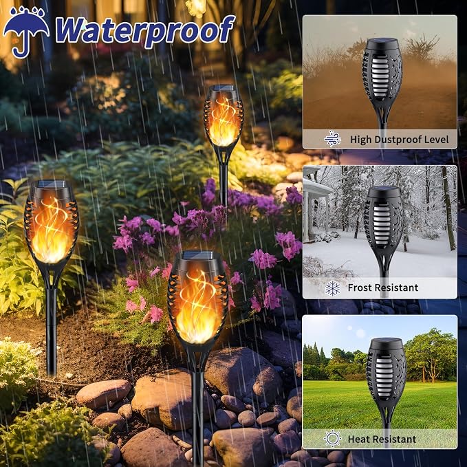 KYEKIO Solar Torch Light with Flickering Flame, Solar Garden Lights Outdoor - Image 4