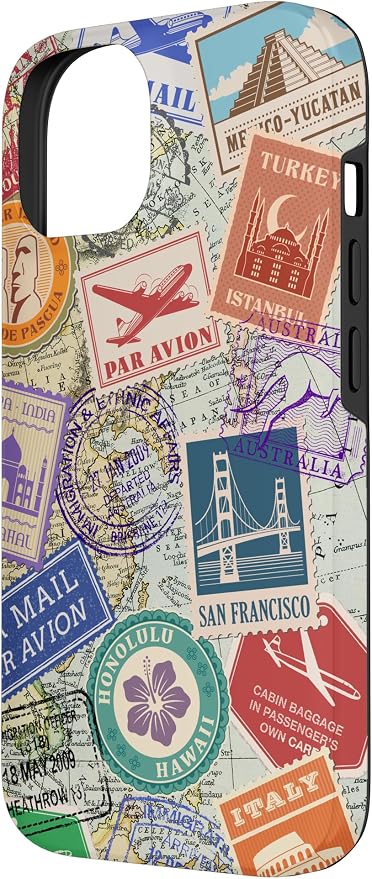 World Map Travel Passport Stamps Postage Stamp Case - Image 2