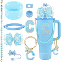 9PCS Blue for Stanley Cup Accessories Set Bling Initials Bow Charms for Stanley by Unknown
