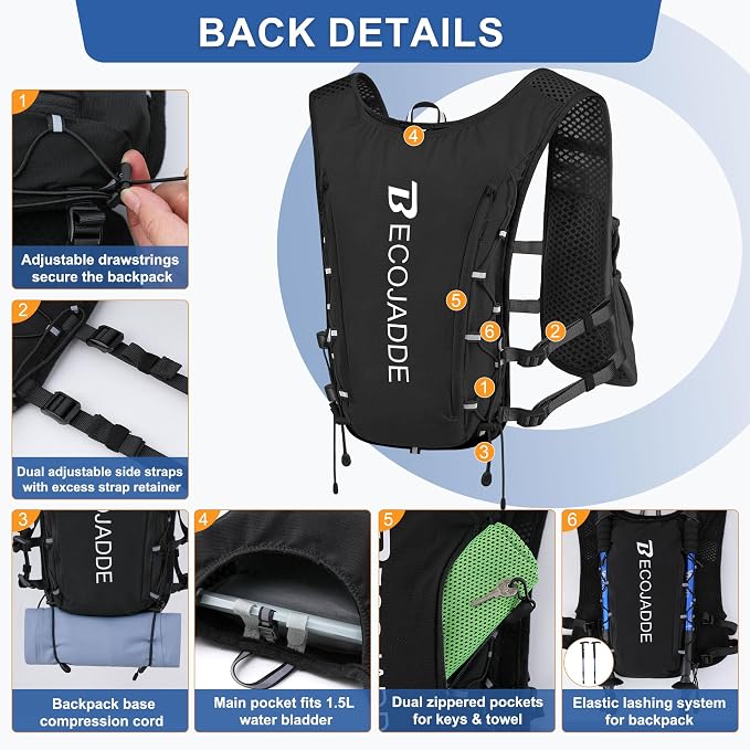 BECOJADDE Running Vest Hydration Backpack - Image 3