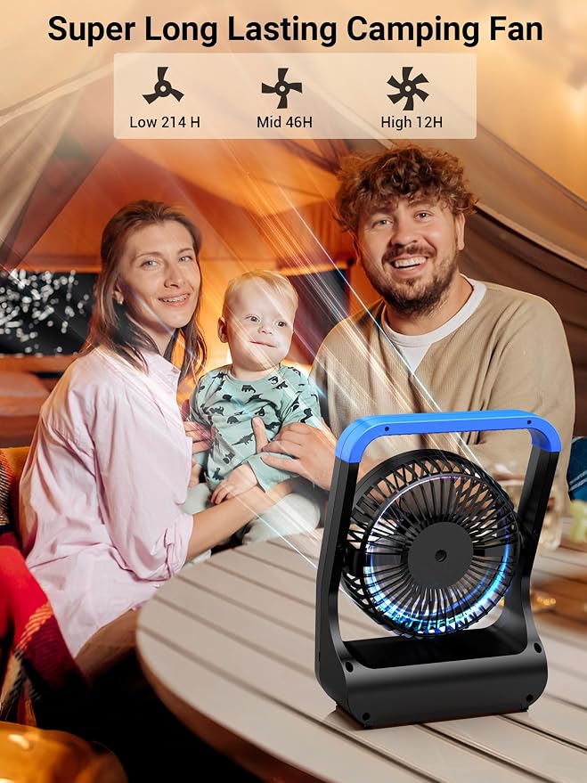 Gazeled Battery Operated Fan, Camping Fan Battery Powered, Super Long Lasting - Image 3