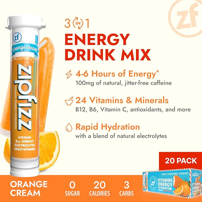 Zipfizz Daily Energy Drink Powder, 20 Pack | 3-in-1 Sustained Energy, Rapid - Image 2