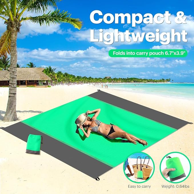 EASYFUN Beach Blanket Sandproof Oversized, Portable Picnic Mat - Image 3