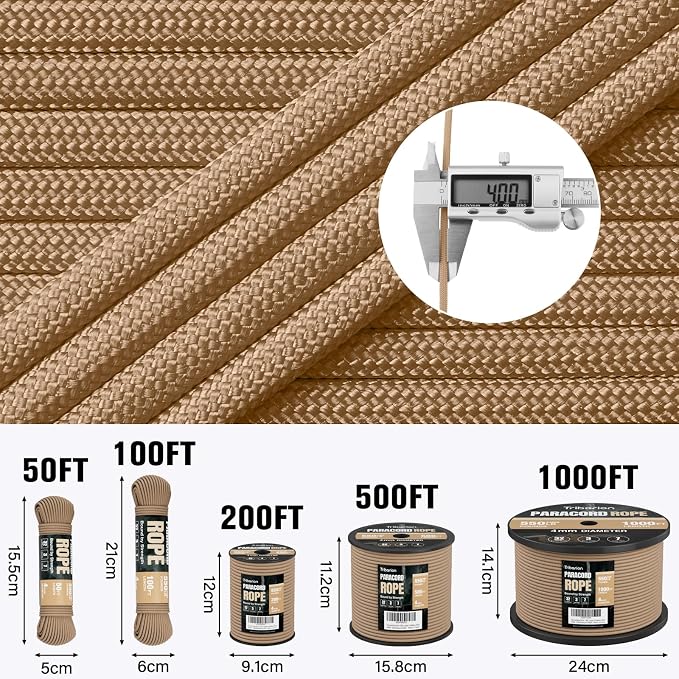 Paracord Rope 550 lb - 200ft 5/32" Parachute Cord 4MM 7-Strand para Cord - - Image 5