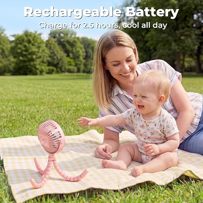 AMACOOL Battery Operated Stroller Fan, Baby Travel Essentials - Image 4