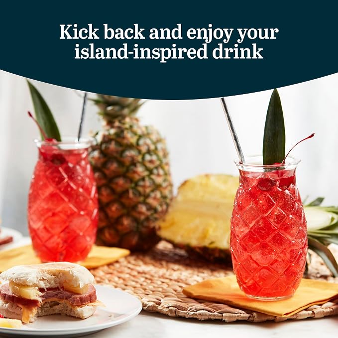 Libbey Tiki Pineapple Glasses Set of 4, Textured 17 Ounce Tiki Glasses - Image 4