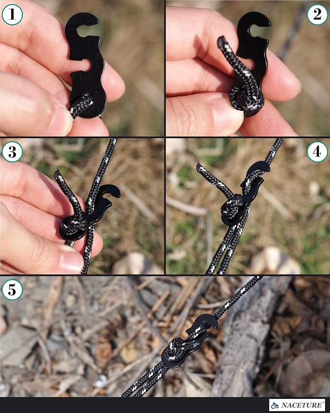 Rope Tensioner Aluminum Alloy Camping Tent Guyline Cord Adjuster Camping of Gear - Image 4