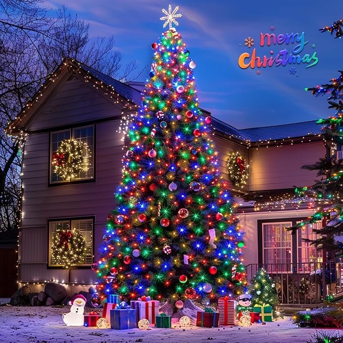 JMEXSUSS 600 LED Solar Christmas Lights Outdoor, 206.7 ft Multi Colored - Image 2