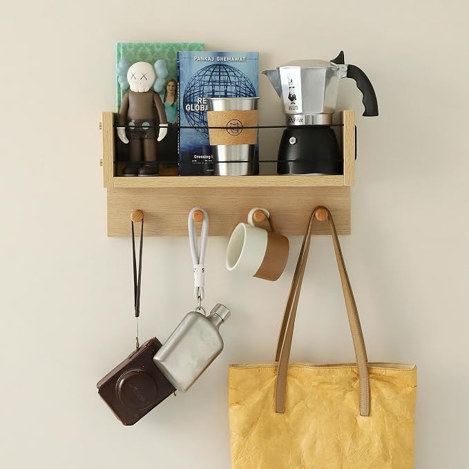 Entrance Coat Rack ，Coat Hooks, Wall-Mounted Wooden Hook Rack, Wall-Mounted - Image 3