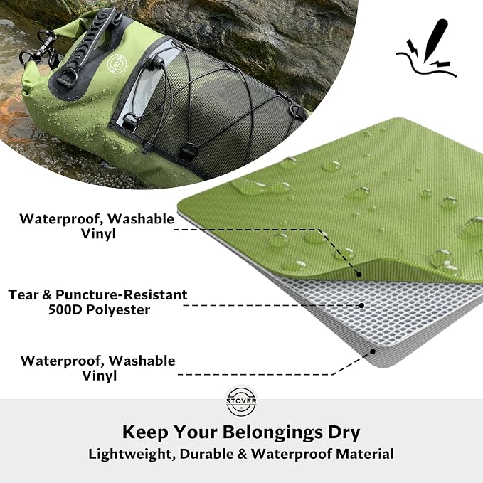 STOVER 5/10/25/30/40/55L Waterproof Dry Bag- Roll-Top Backpack w/Phone Case- - Image 2