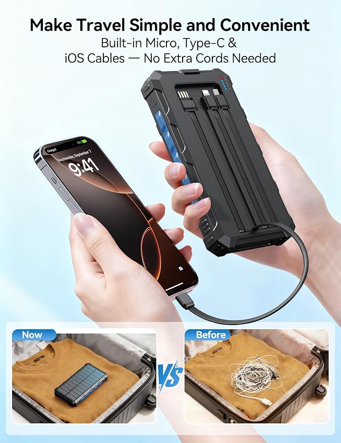 Solar-Charger-Power-Bank - 20000mah Solar Powered Battery Charger Cell Phone - Image 3
