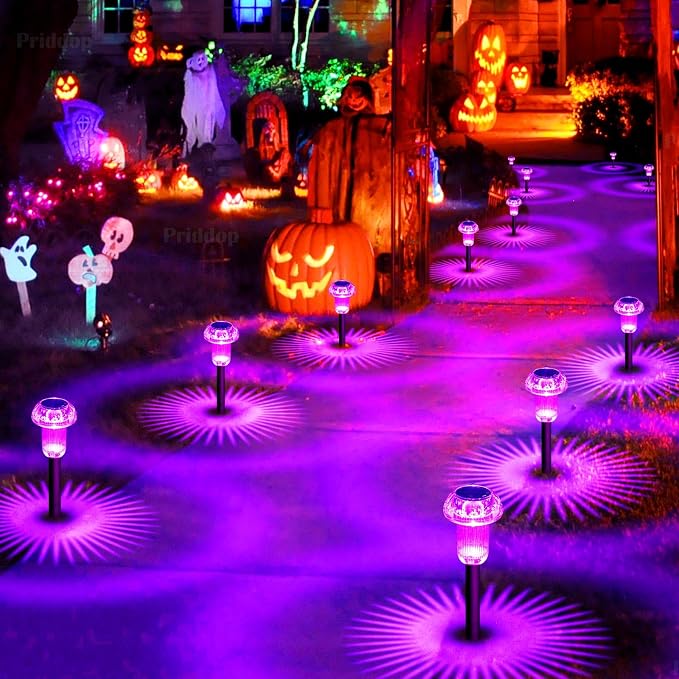 Priddop Solar Lights Outdoor Pathway Waterproof 8 Pack Purple LED Acrylic - Image 9