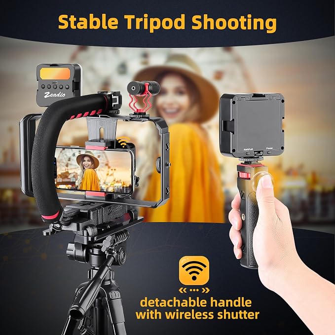 Zeadio All-in-One Smartphone Camera Stabilizer Kit, Portable Handheld Video Rig - Image 5