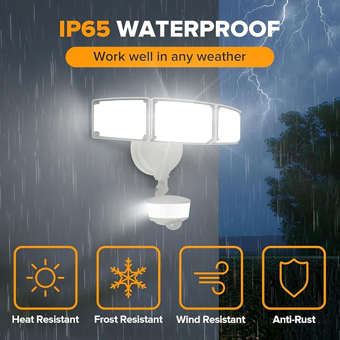 LUTEC 74W 8000 Lumen Motion Sensor Outdoor Lights, 5000K Daylight, IP65 - Image 6