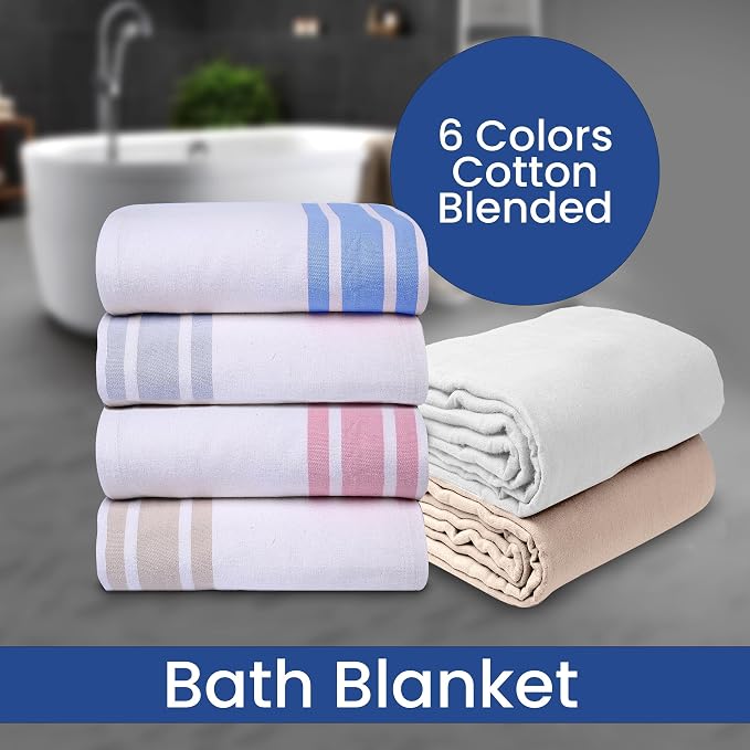 Linteum Textile Cotton Blended Hospital Patient Bath Blanket, Bed Bath Sheet - Image 6