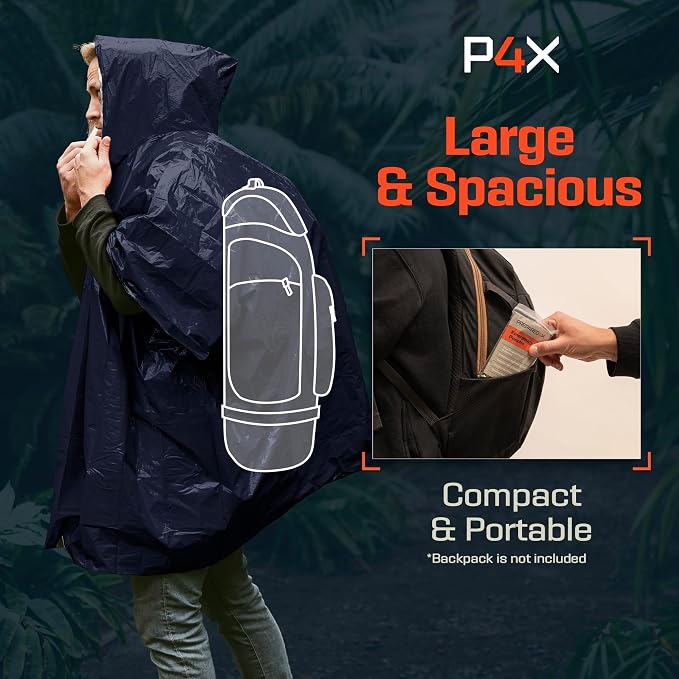 PREPARED4X Emergency Mylar Poncho – Survival Rain Poncho - Image 7