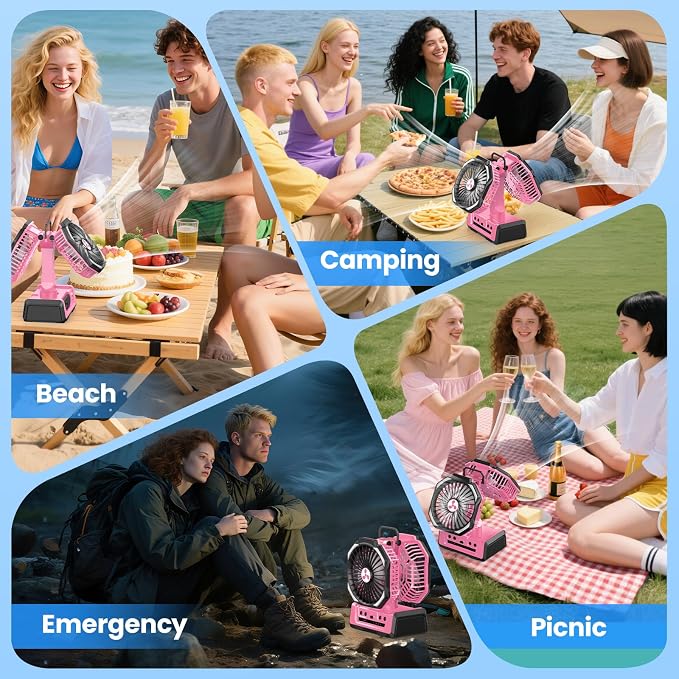 Dual Head Portable Rechargeable Fan 20000mAh Battery Powered Camping Fan - Image 7