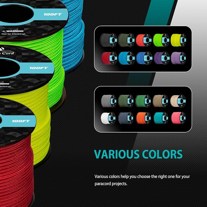 Abma Cord 2.4mm Paracord 275 100ft Nylon Rope 4 Strands Tactical Parachute Cord - Image 5