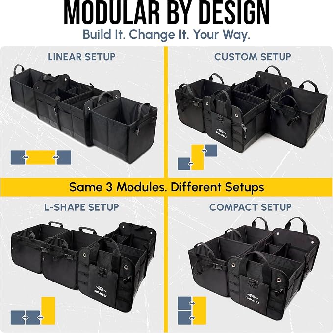 XL Modular Trunk Organizer System – 4 Section Extra Large Car Cargo Organizer - Image 2