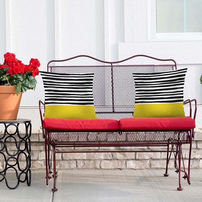Swono Abstract Black Yellow Home Decorative Throw Pillows Covers 18"X18" Set of - Image 4