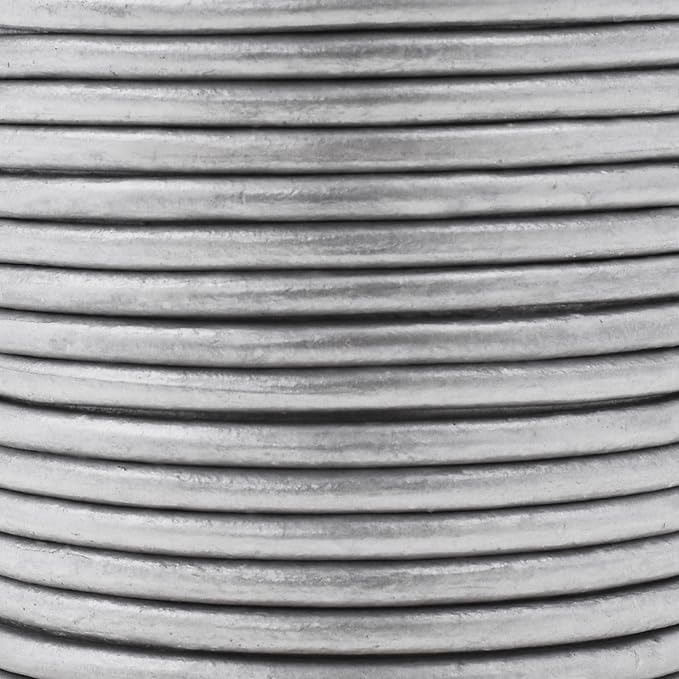 Mandala Crafts Round Genuine Silver Leather Cord - Image 3
