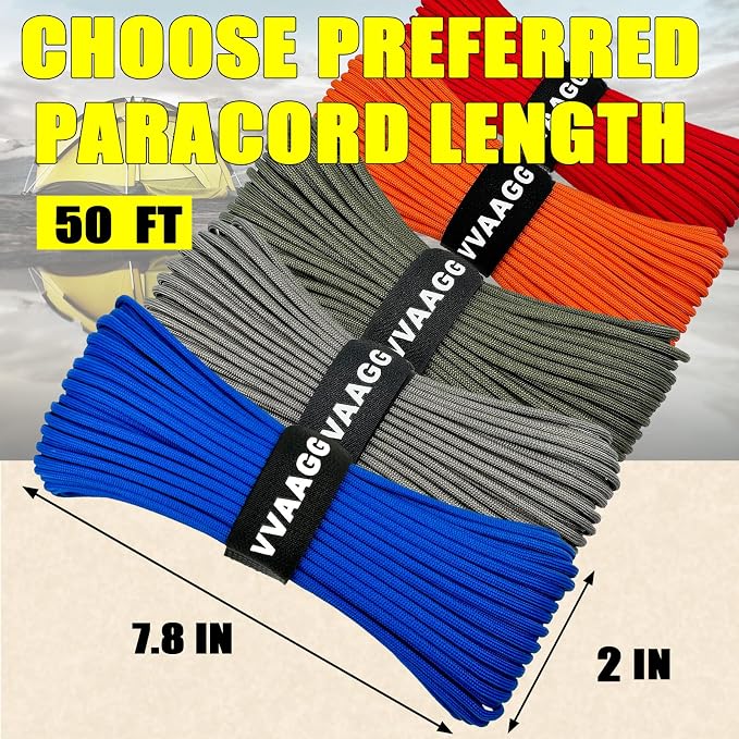VVAAGG 1000 Blue Paracord Rope, 50ft 12 Strand Parachute Cord - Image 3