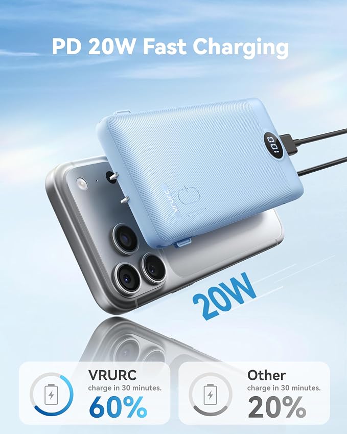 VRURC Portable Charger Power Bank - 10000mAh Fast Charging 22.5W USB Port Fast - Image 3
