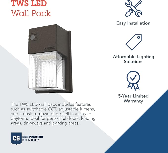 Lithonia Lighting 7" Mini LED Wall Pack Outdoor Light Fixture, 3-Way Selectable - Image 2