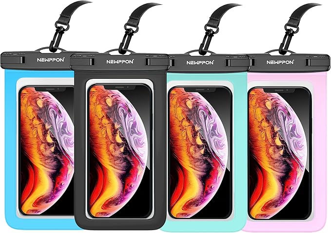 4 Pack 8.5“ Waterproof Cell Phone Pouch by Newppon