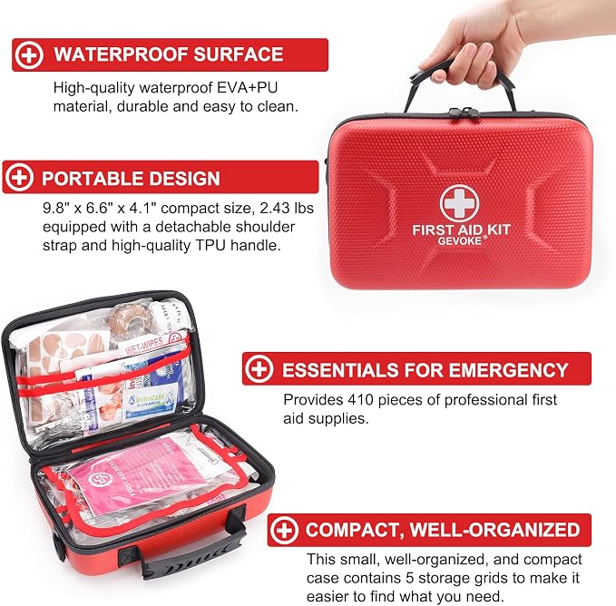 Gevoke 410 Piece Waterproof Hard Shell First Aid Kit - Image 3