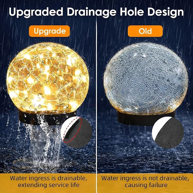SyouHome Solar Garden Lights Outdoor Waterproof, 4 Pack 30 LEDs Cracked Glass - Image 2