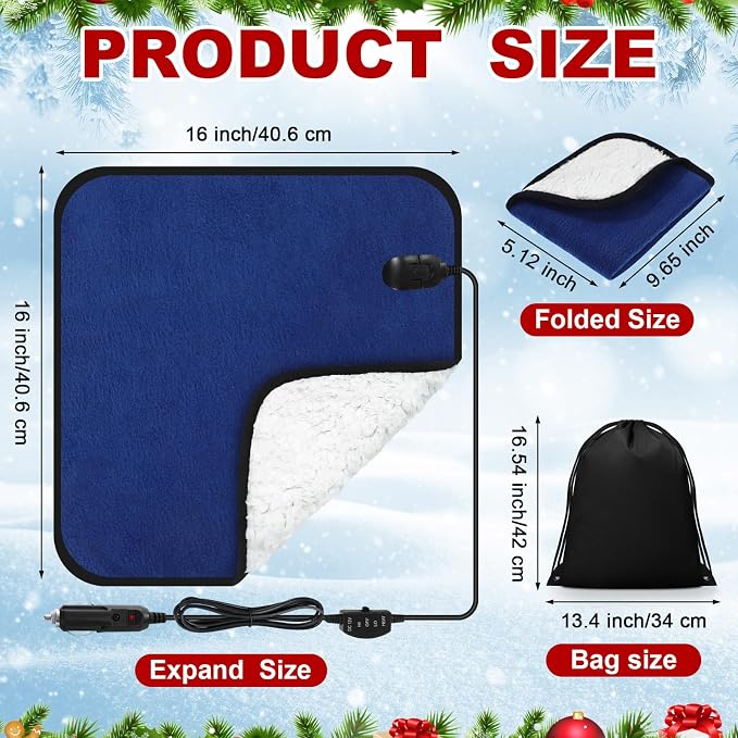 Tuanse 16 x 16 Inches Car Electric Blanket 12 Volt Heated Car Blanket - Image 2