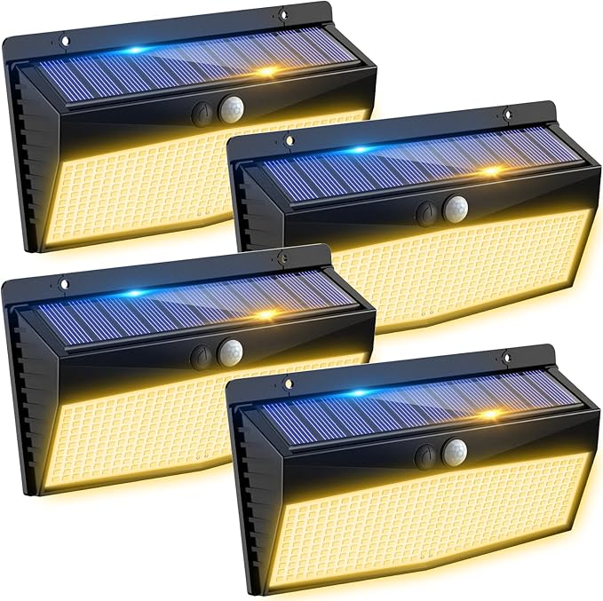 Peasur 4 Pack 368 LED Solar Motion Sensor Lights Outdoor, Solar Fence Lights by Peasur
