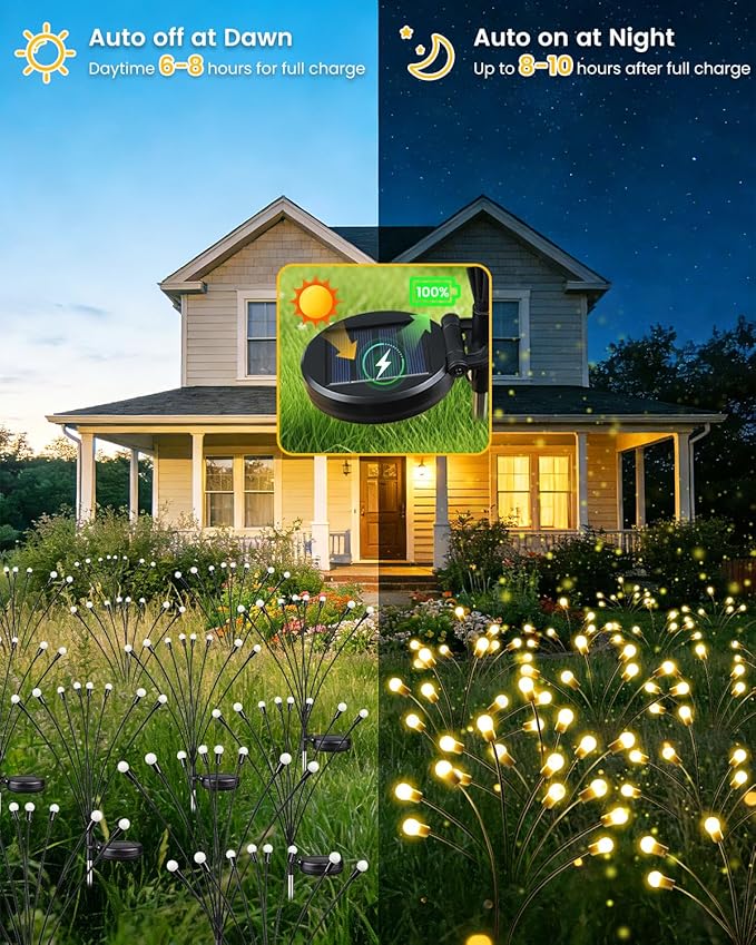 OZS 6 Pack Total 48 LED Solar Garden Lights Fairy Outdoor - Image 3