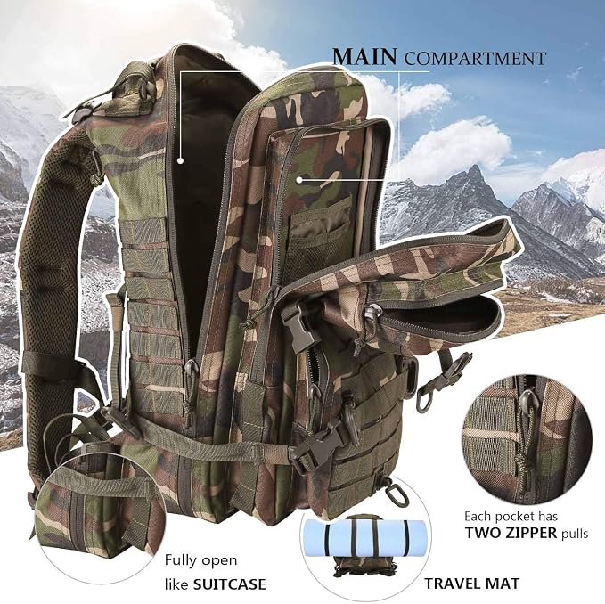 Hannibal Tactical MOLLE Assault Backpack, Tactical Backpack Military Army - Image 3