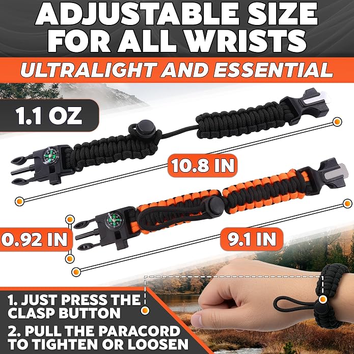 Paracord Bracelets for Men and Women – Adjustable Survival Paracord Bracelet - Image 2