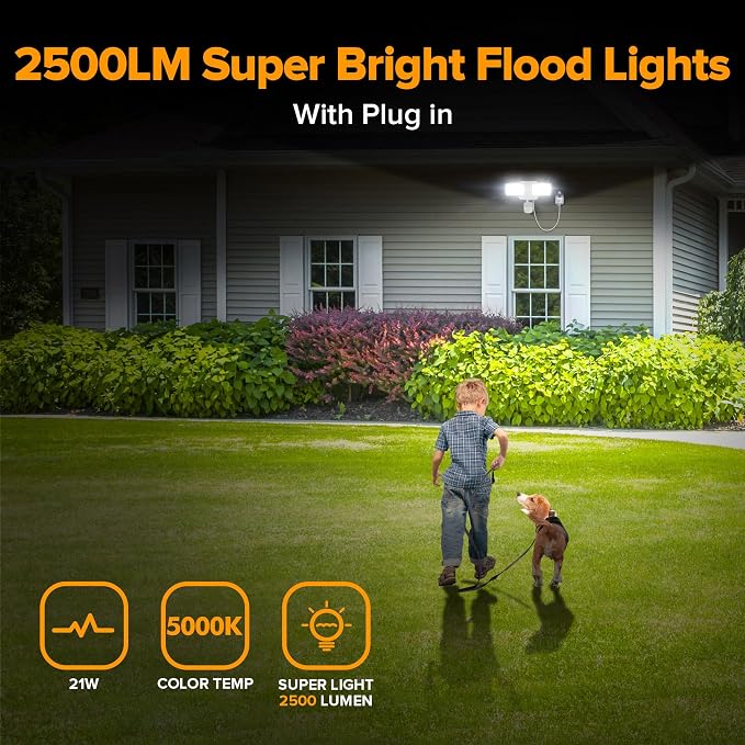 LUTEC 21W Plug in Motion Sensor Light Outdoor, Flood Lights Outdoor Motion - Image 2