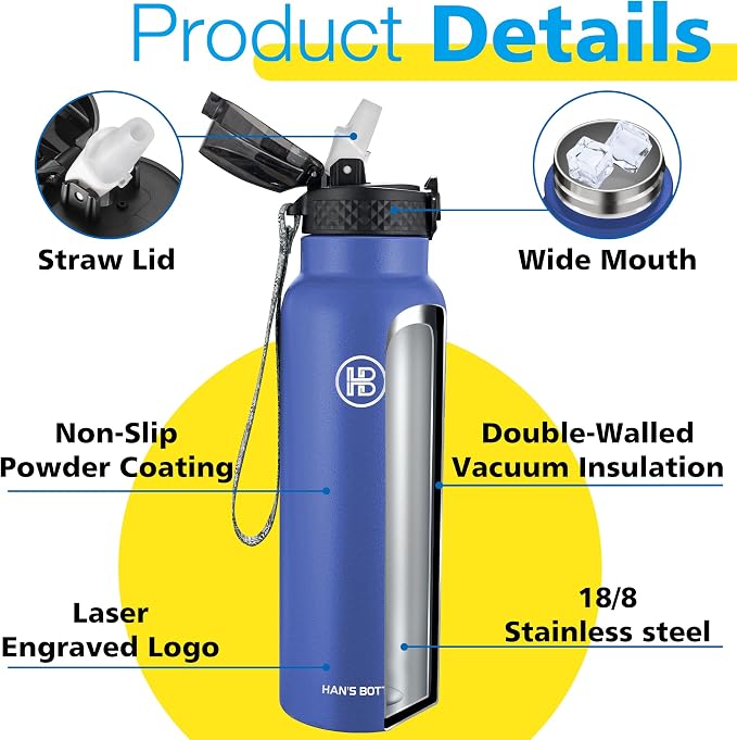 Han's Bottle Sports Water Bottle - 24 Oz - Image 5