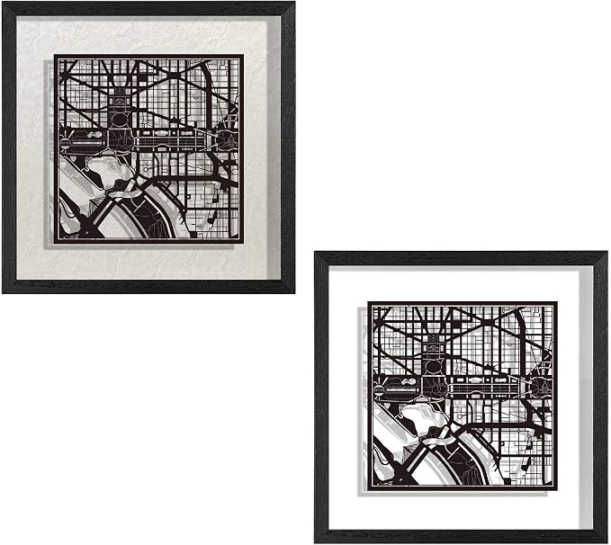 O3 Design Studio Washington D.C. Cut Map Framed, 9x9 inches, Paper Cutting Art - Image 3