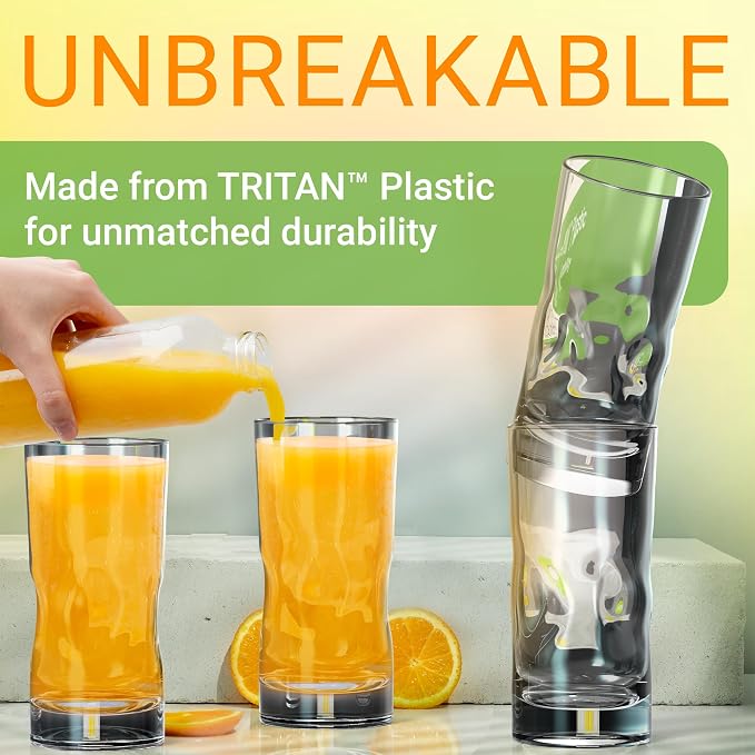 Bravario Unbreakable Plastic Drinking Glasses 17 oz | Dishwasher Safe - Image 2