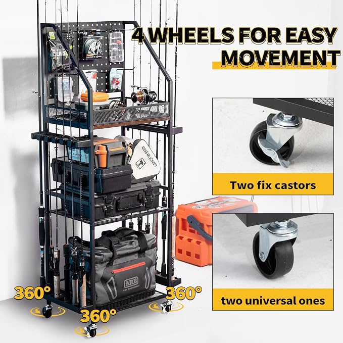 SOYEEZE Fishing Rod Holders for Garage, 3-Tier Fishing Pole Rack - Image 7