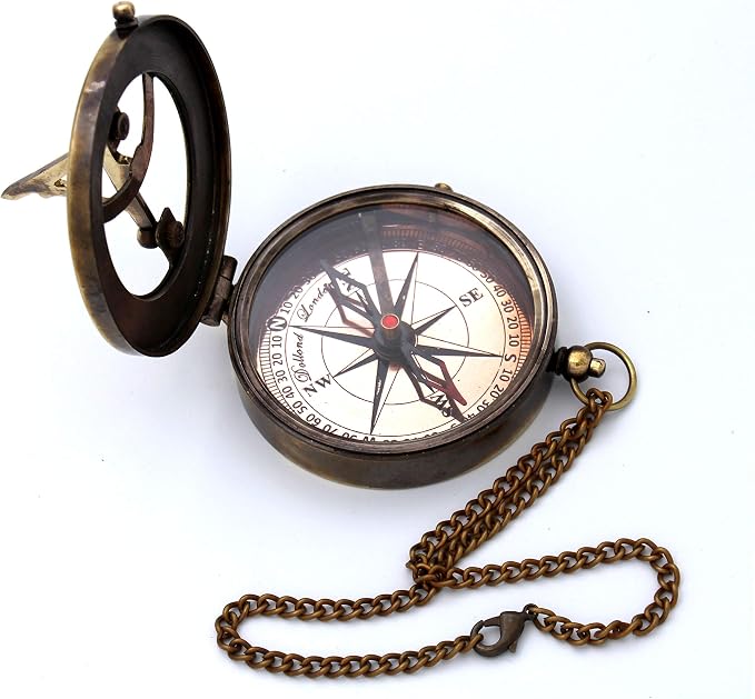 Captain's Brass Sundial Compass – Vintage Marine Nautical Compass, Functional - Image 4
