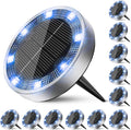 Peasur Solar Ground Lights Outdoor, 12 Pack Flat Solar Powered Disc Lights by Peasur